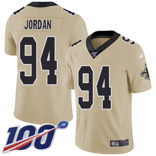 Men New Orleans Saints Limited Gold Cameron Jordan Jersey NFL Football 94 100th Season Inverted Legend Jersey